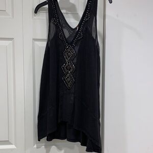 Free People Black Embellished Tank Top